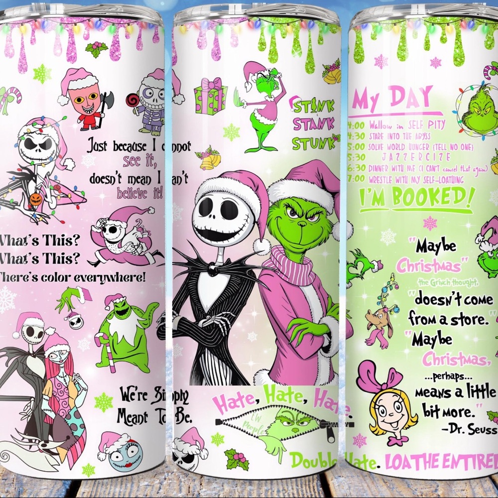 Christmas Grinch and Jack Skellington 20oz Stainless Steel Tumbler - Picture 3 of 3